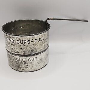 Vintage Handheld Flour Sifter Measures One or Two Cups Made in USA